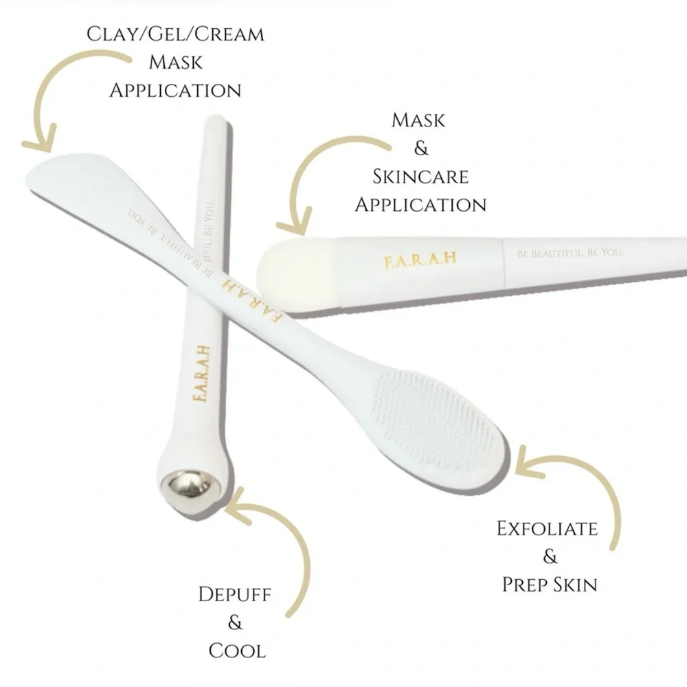 F.A.R.A.H Skin Retreat Set Face Utensils for application white/ gold NEW!